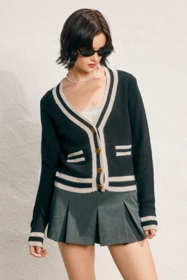 Preppy V-Neck Cardigan