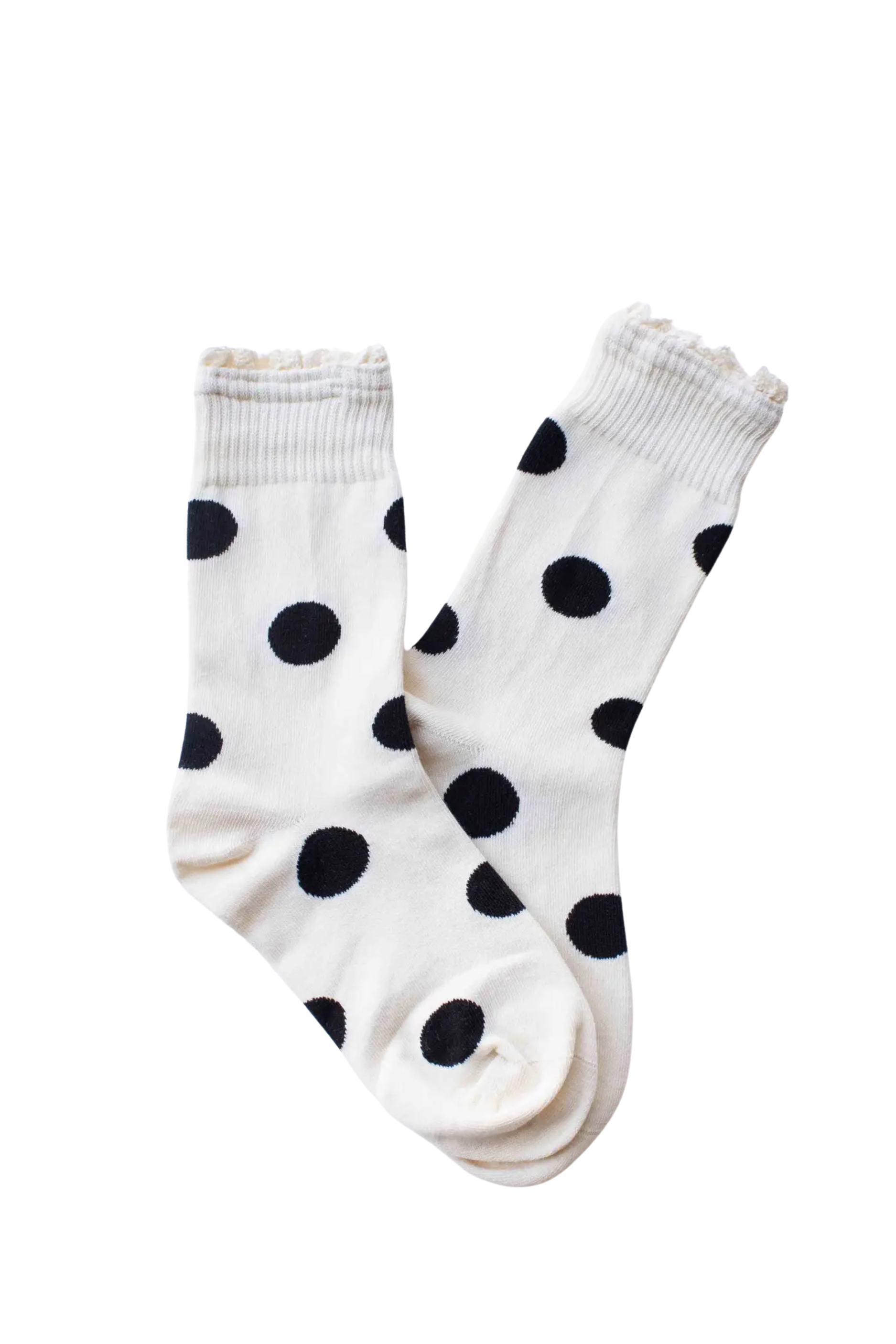 Polka Dot Ruffle Trim Crew Socks