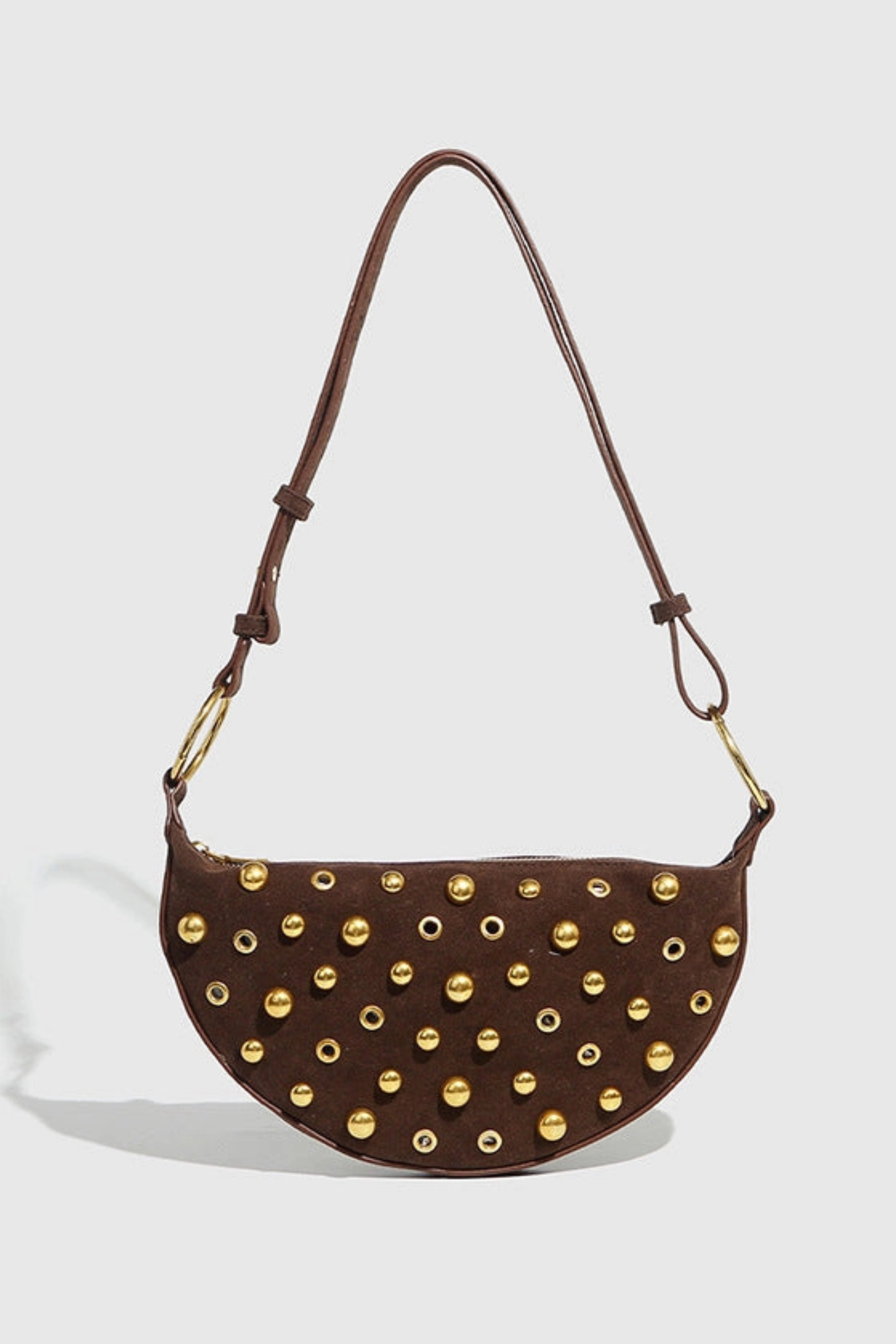 Grommet Shoulder Bag - Brown