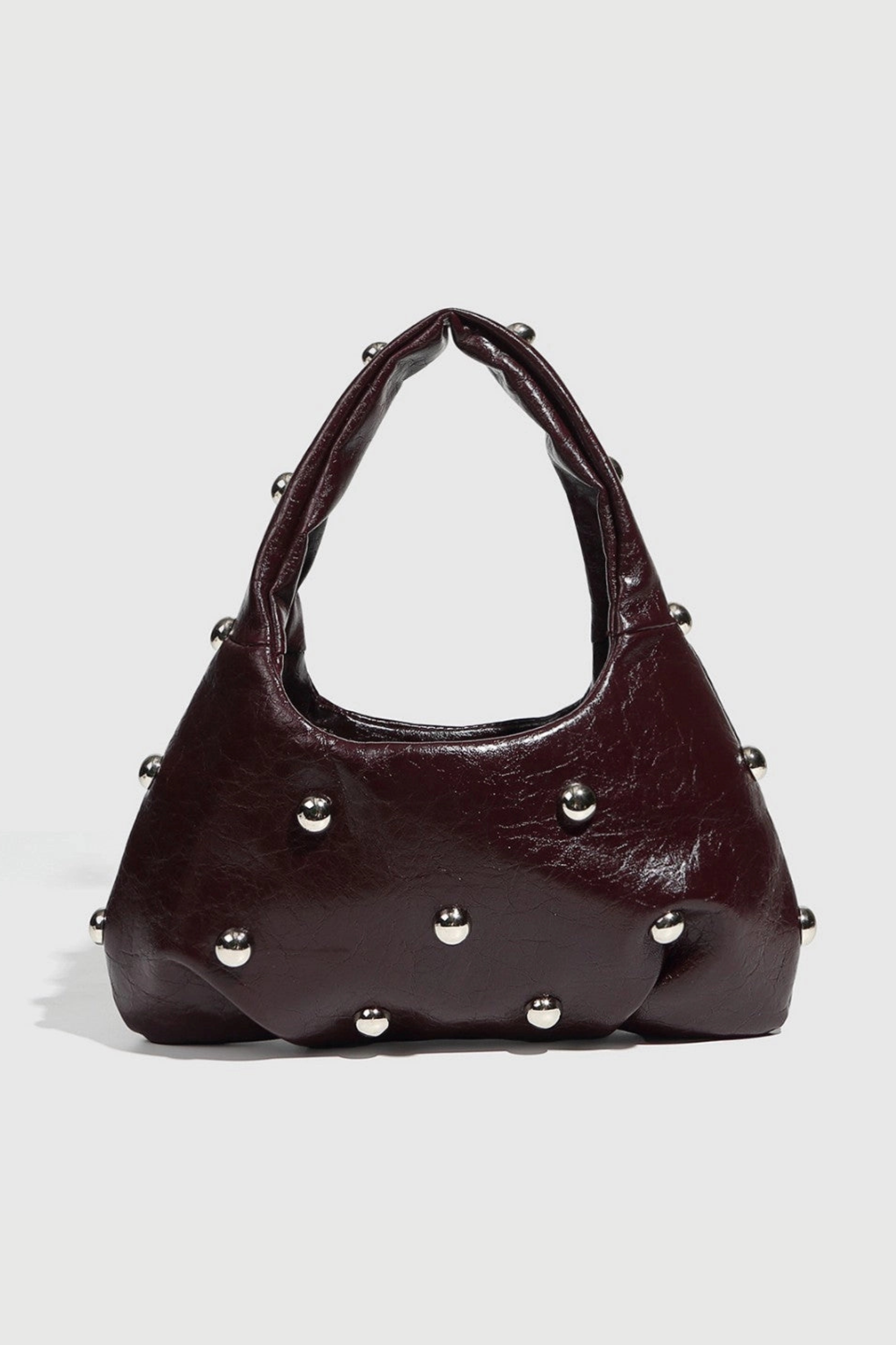 Studded Dumpling Shoulder Bag - Coffee