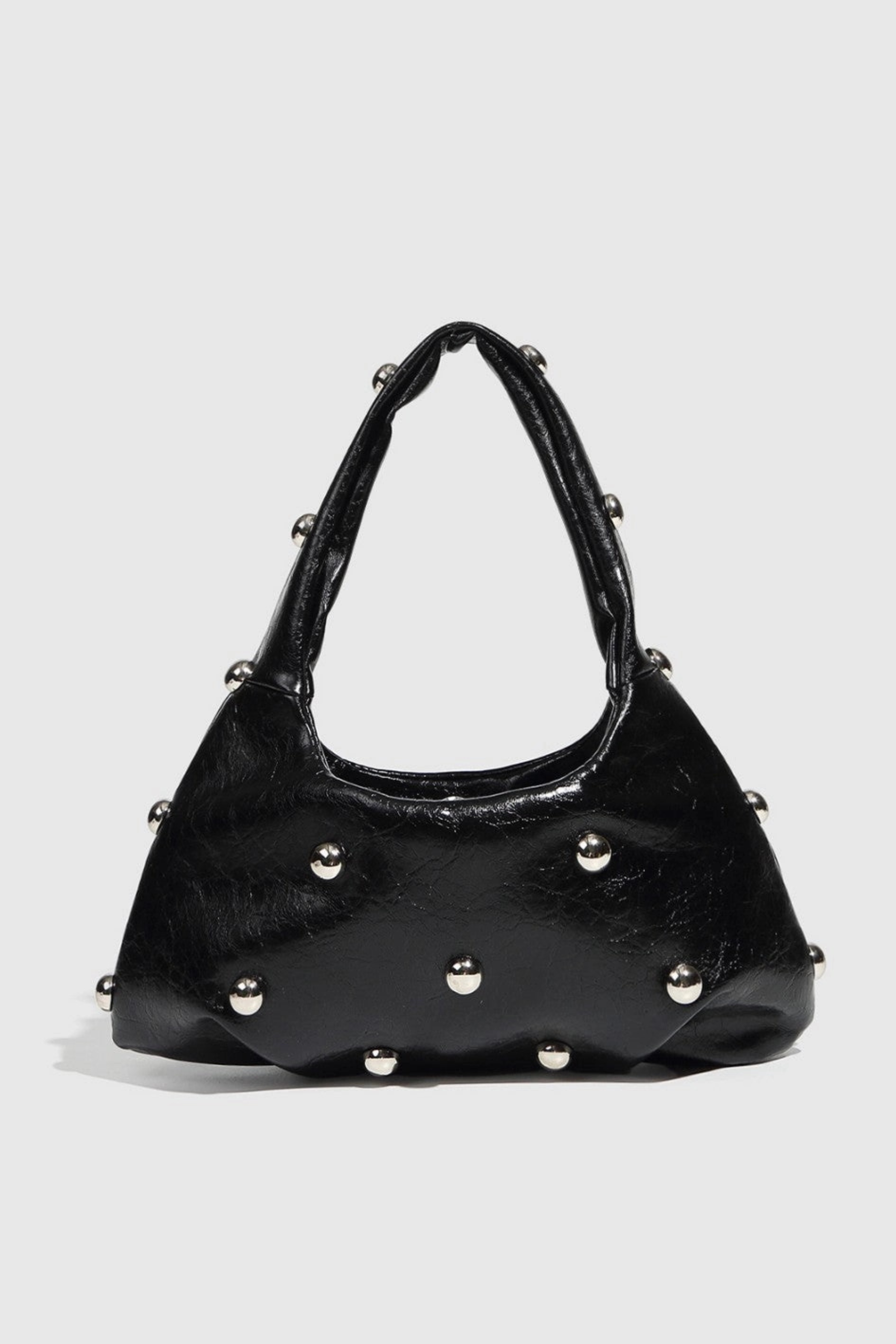 Studded Dumpling Shoulder Bag - Black