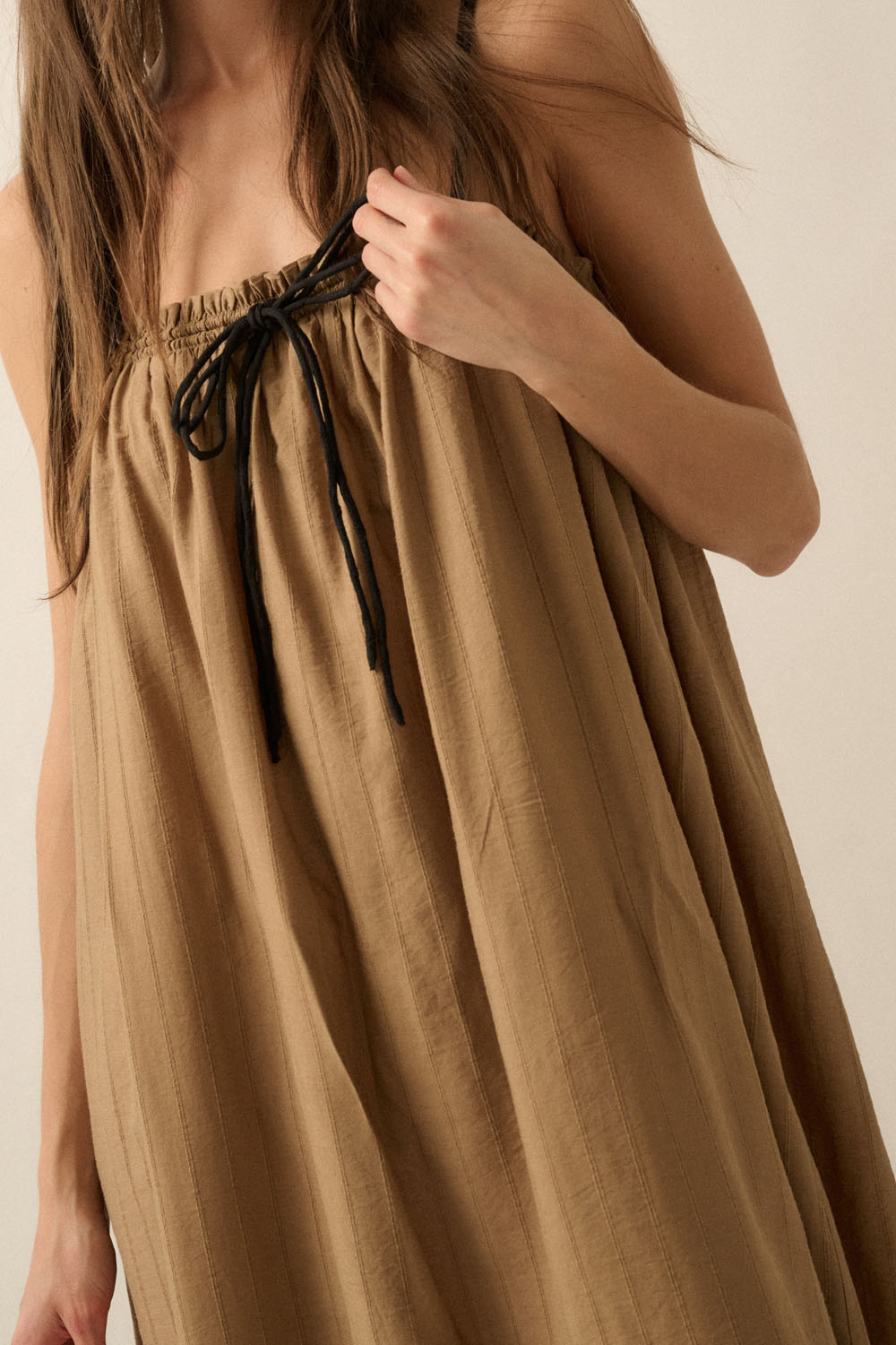 Tonal Striped Maxi Dress - Taupe