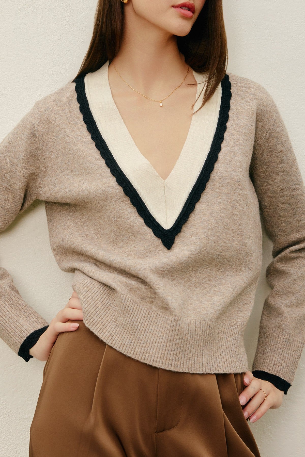 Varsity V Neck Sweater