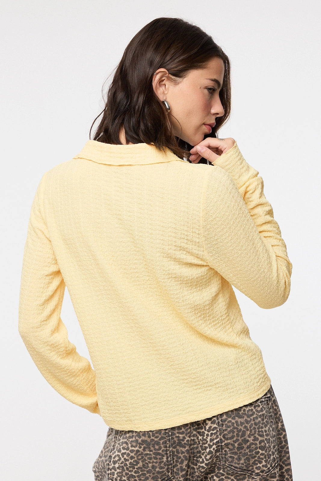 Textured Button Up Knit Top - Daisy