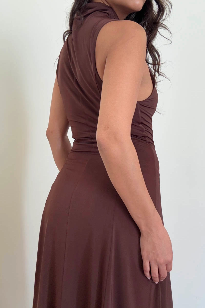 Nina Swing Midi Dress - Brown