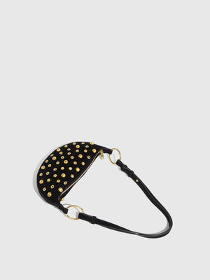 Grommet Shoulder Bag - Black