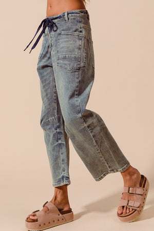 Mid-Rise Denim Barrel Jeans