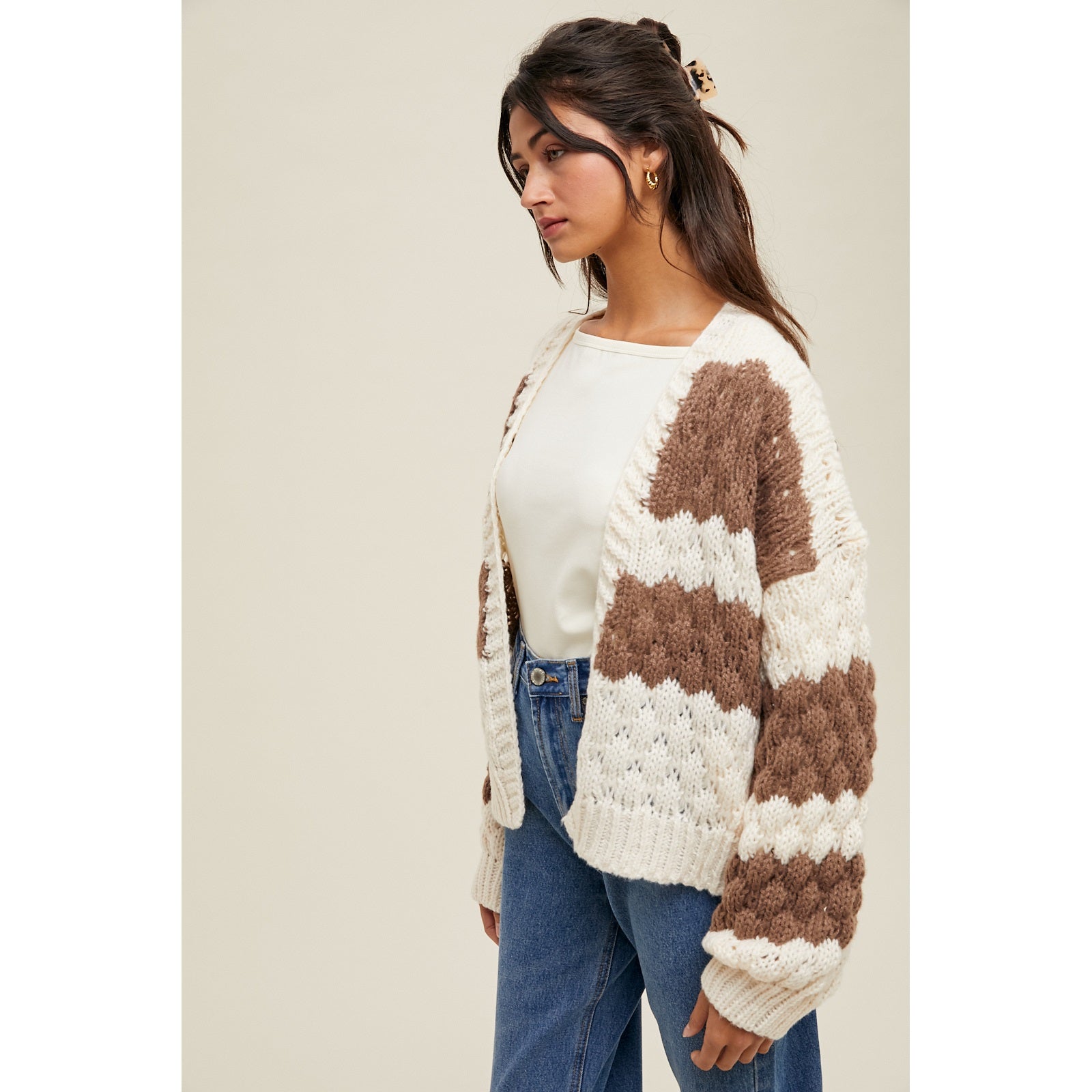 Textured Striped Cardigan