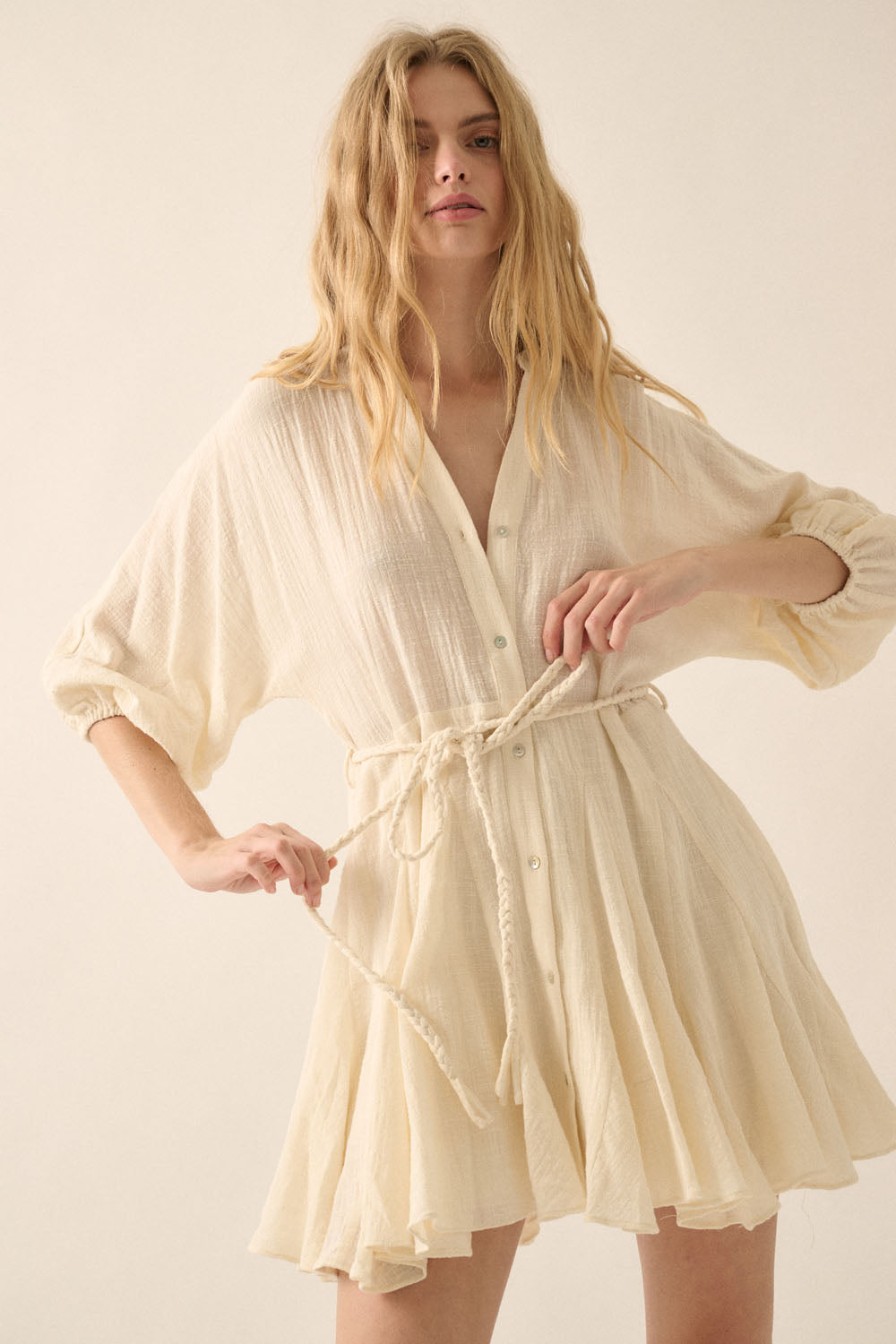 Isabella Pleated Mini Dress