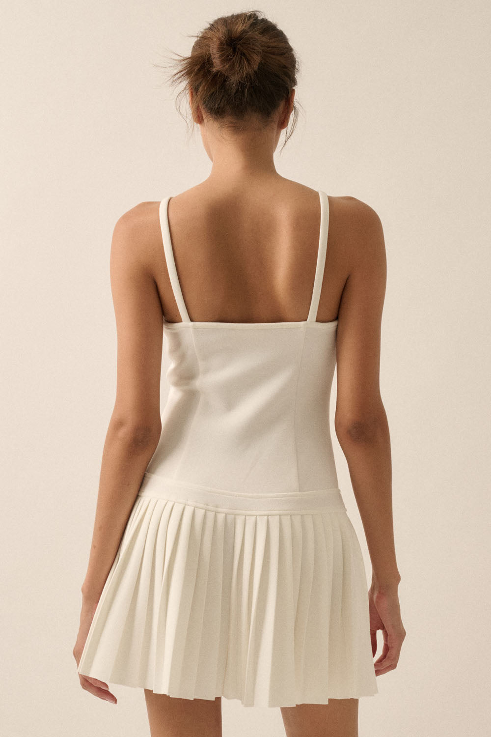 Amelia Scuba Pleated Mini Dress