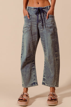 Mid-Rise Denim Barrel Jeans