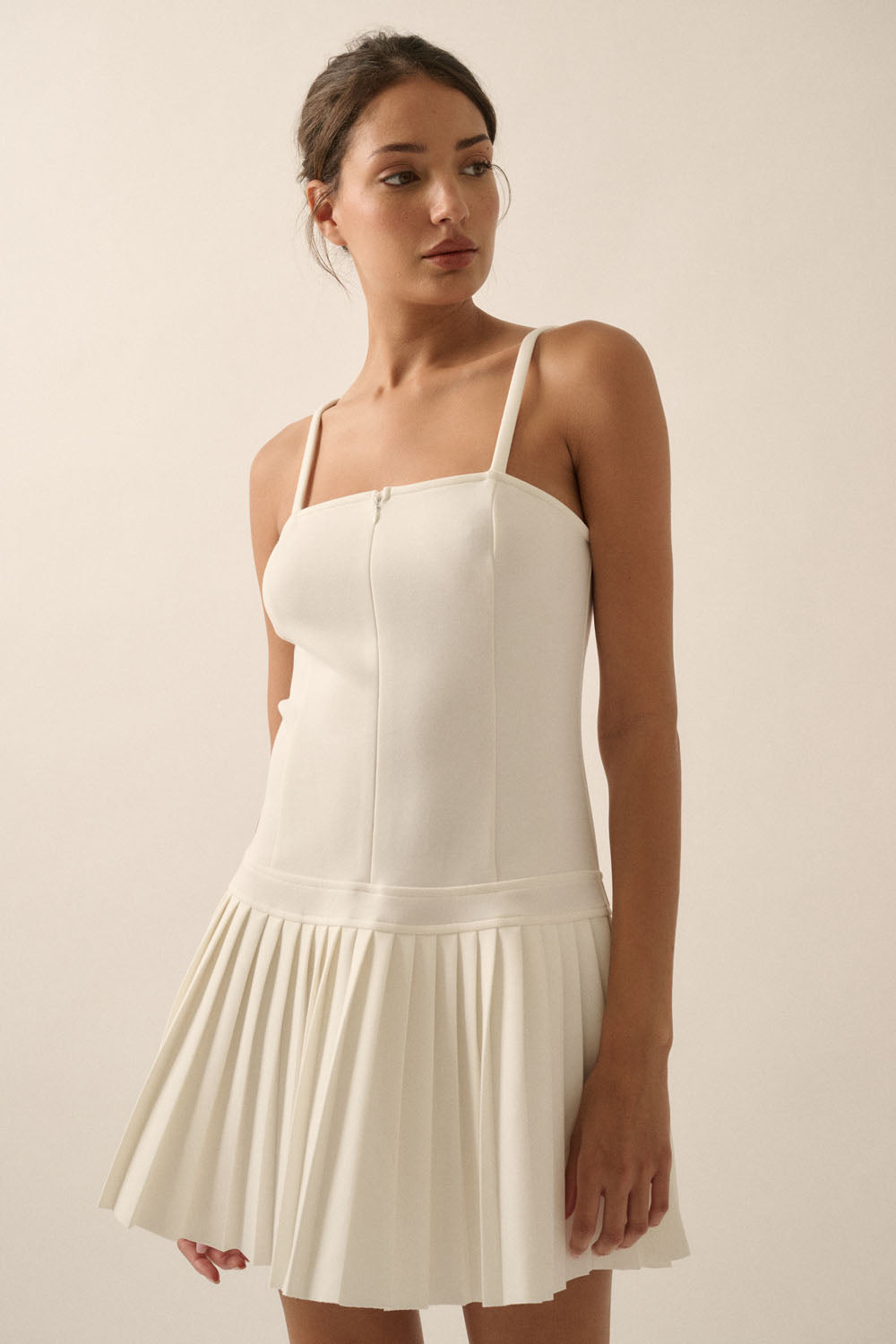 Amelia Scuba Pleated Mini Dress