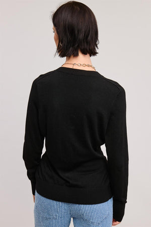 Split Hem Longline Knit Cardigan - Black