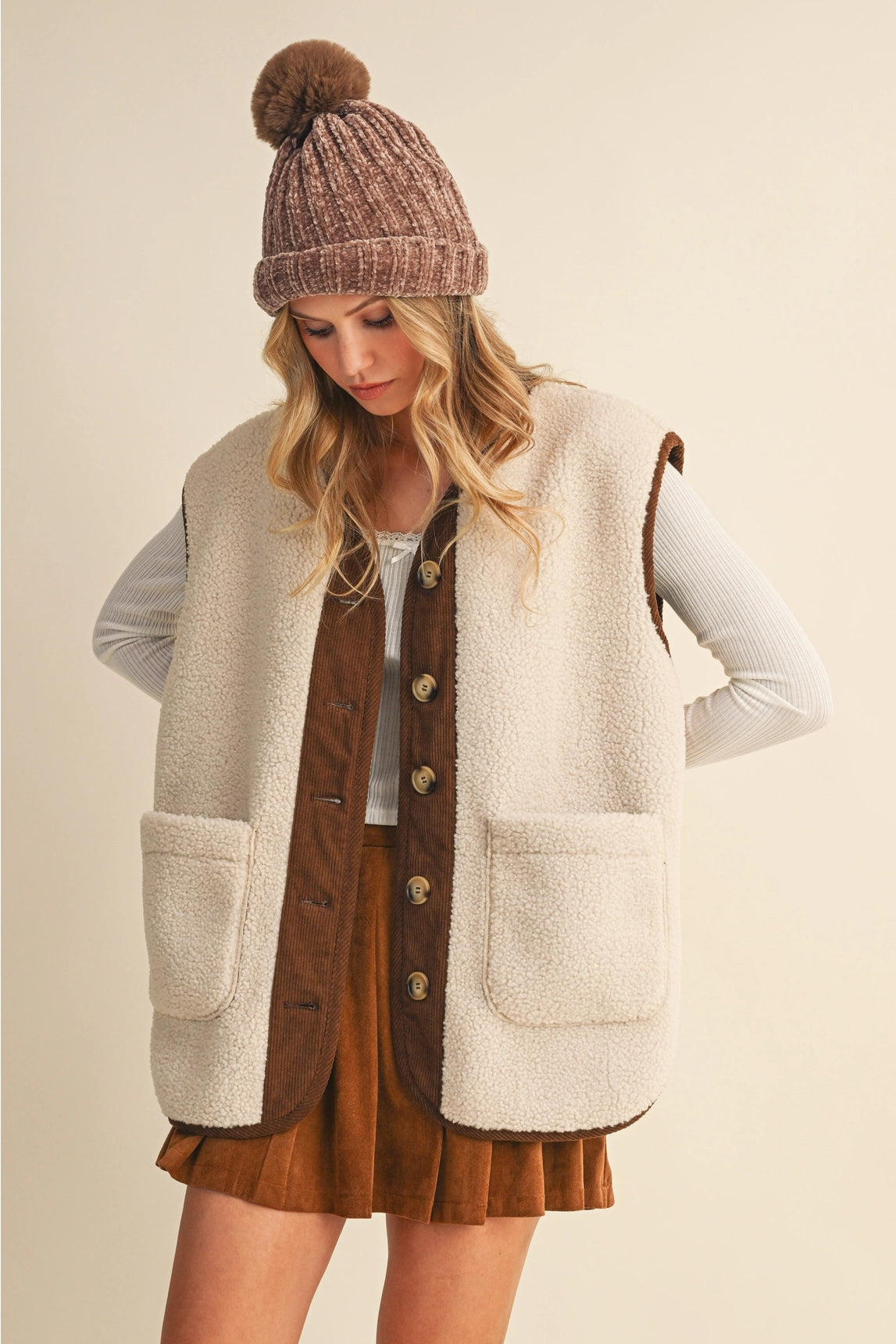 Teddy Vest - Cream