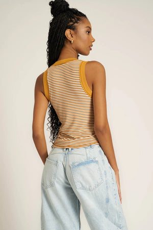 Hits Different Striped Tank - Gold Harvest