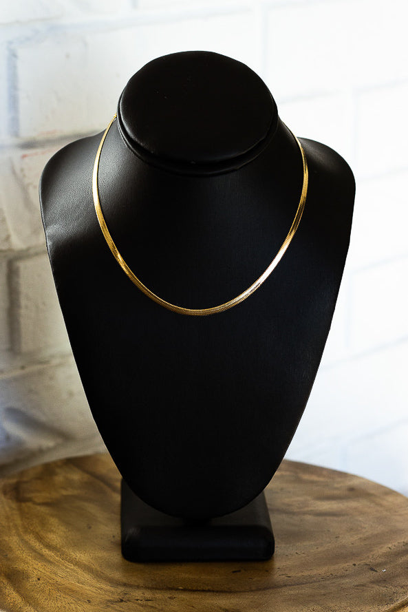 18K Katy Thin Herringbone Necklace