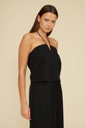 Tatum V-Neck Halter Top - Black
