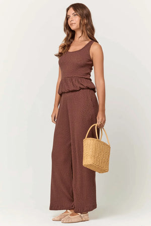 Monterosa Ribbed Peplum Tank Top - Cacao
