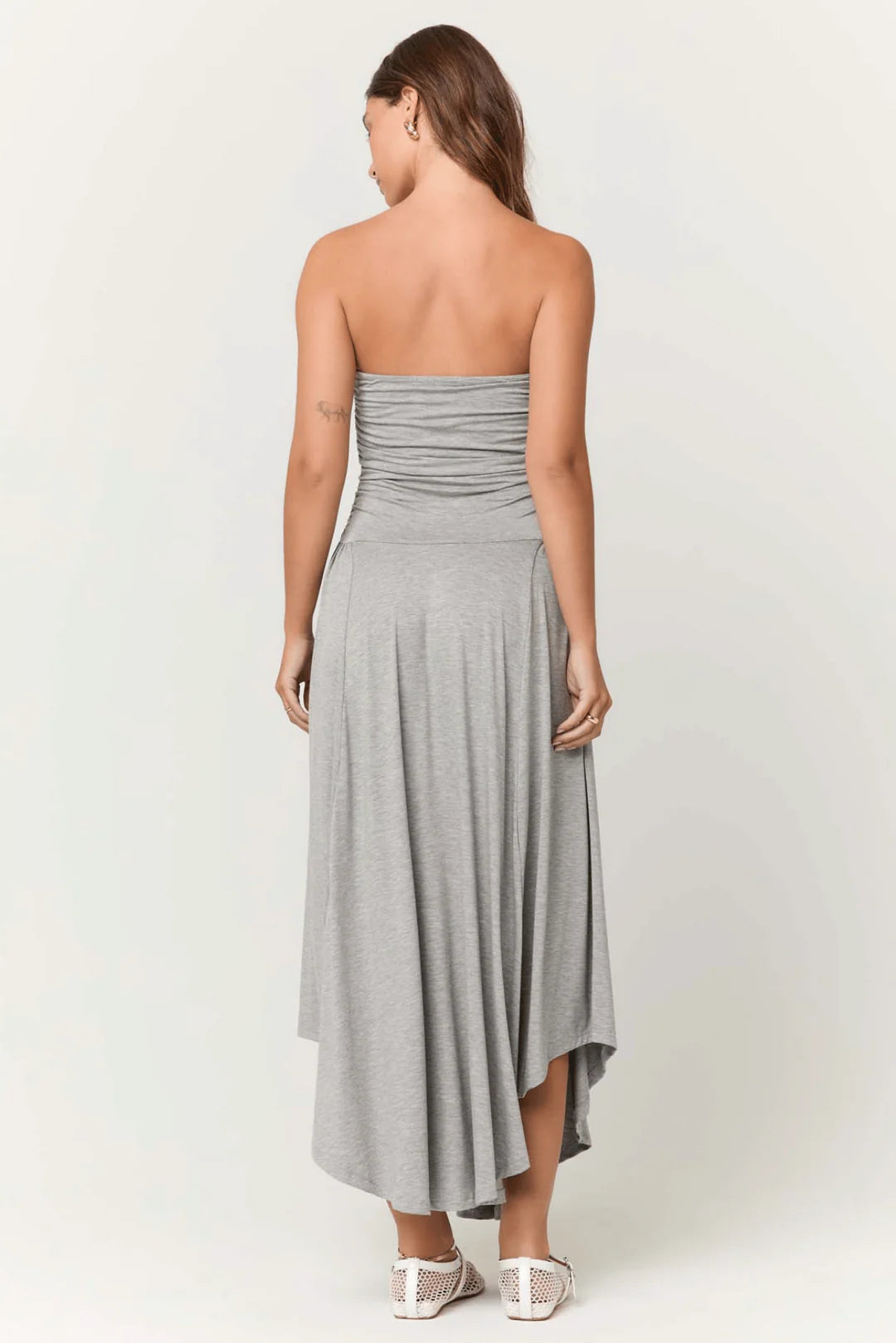 Goddess Strapless Maxi Dress - Heather Grey
