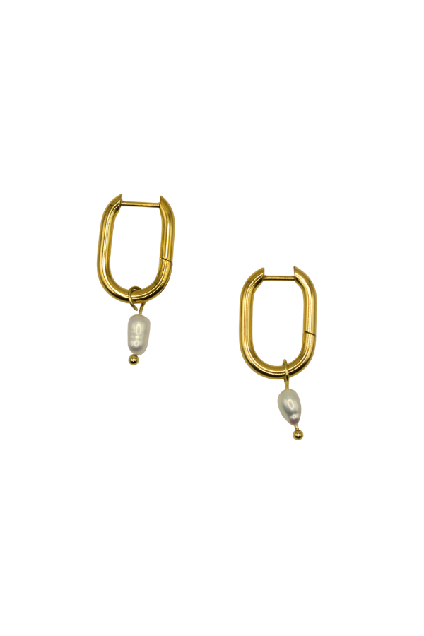 18K Remi Pearl Hoop Earrings