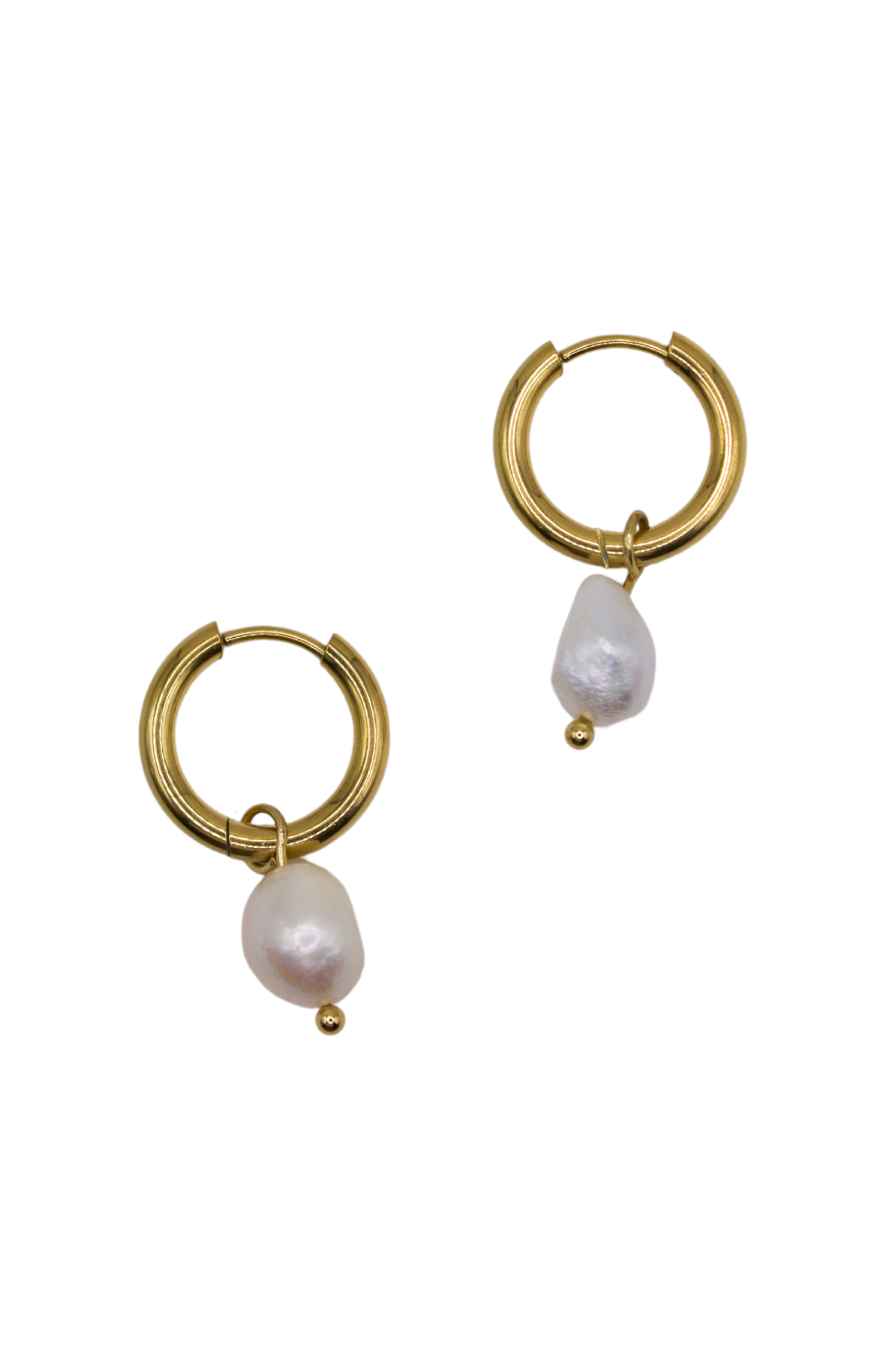 18K Ashley Pearl Hoop Earrings