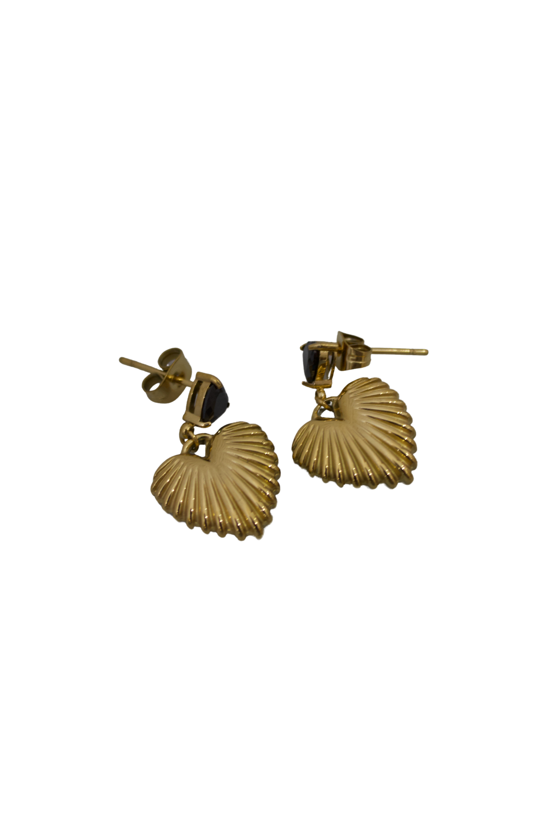 18K Black Diamond Heart Earrings