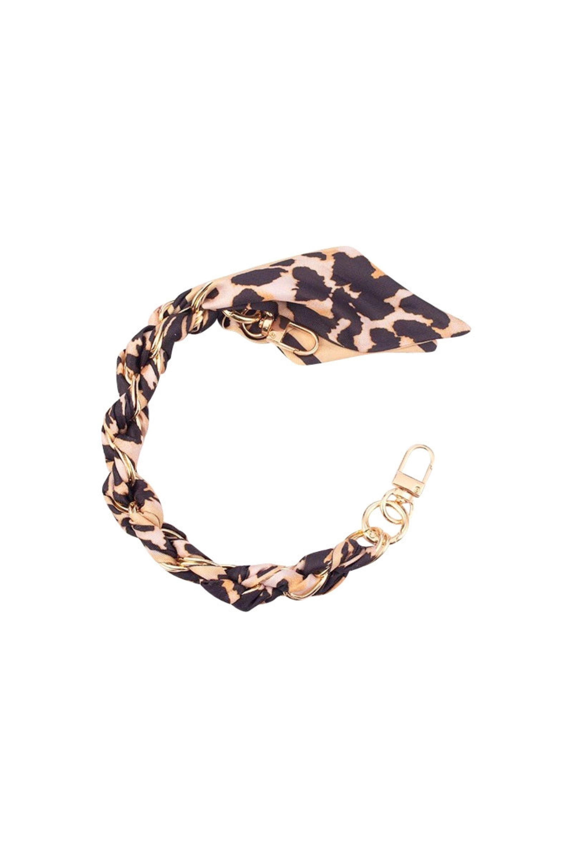 Gold Phone Chain - Leopard Scarf