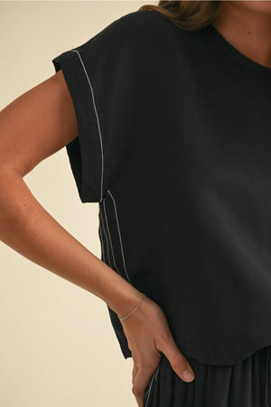 Demi Relaxed Short Sleeve Top - Black