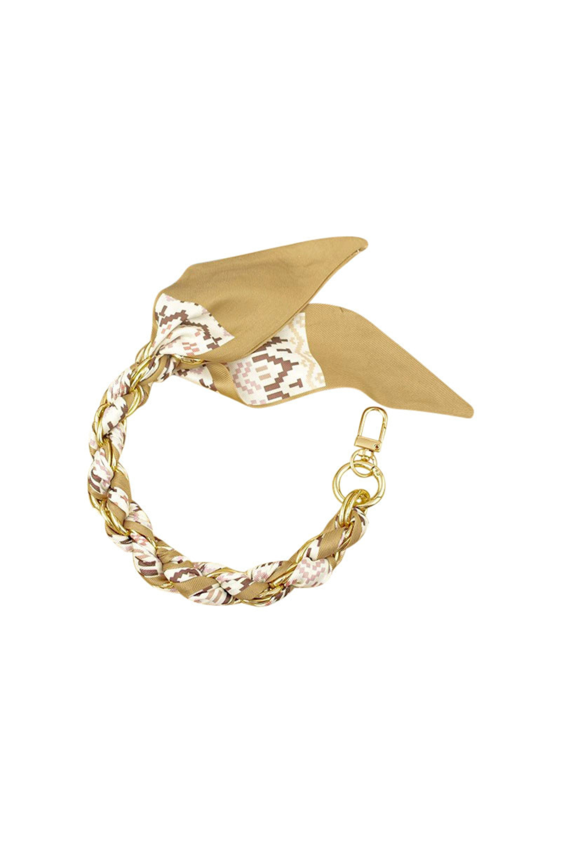 Gold Phone Chain - Tan Scarf