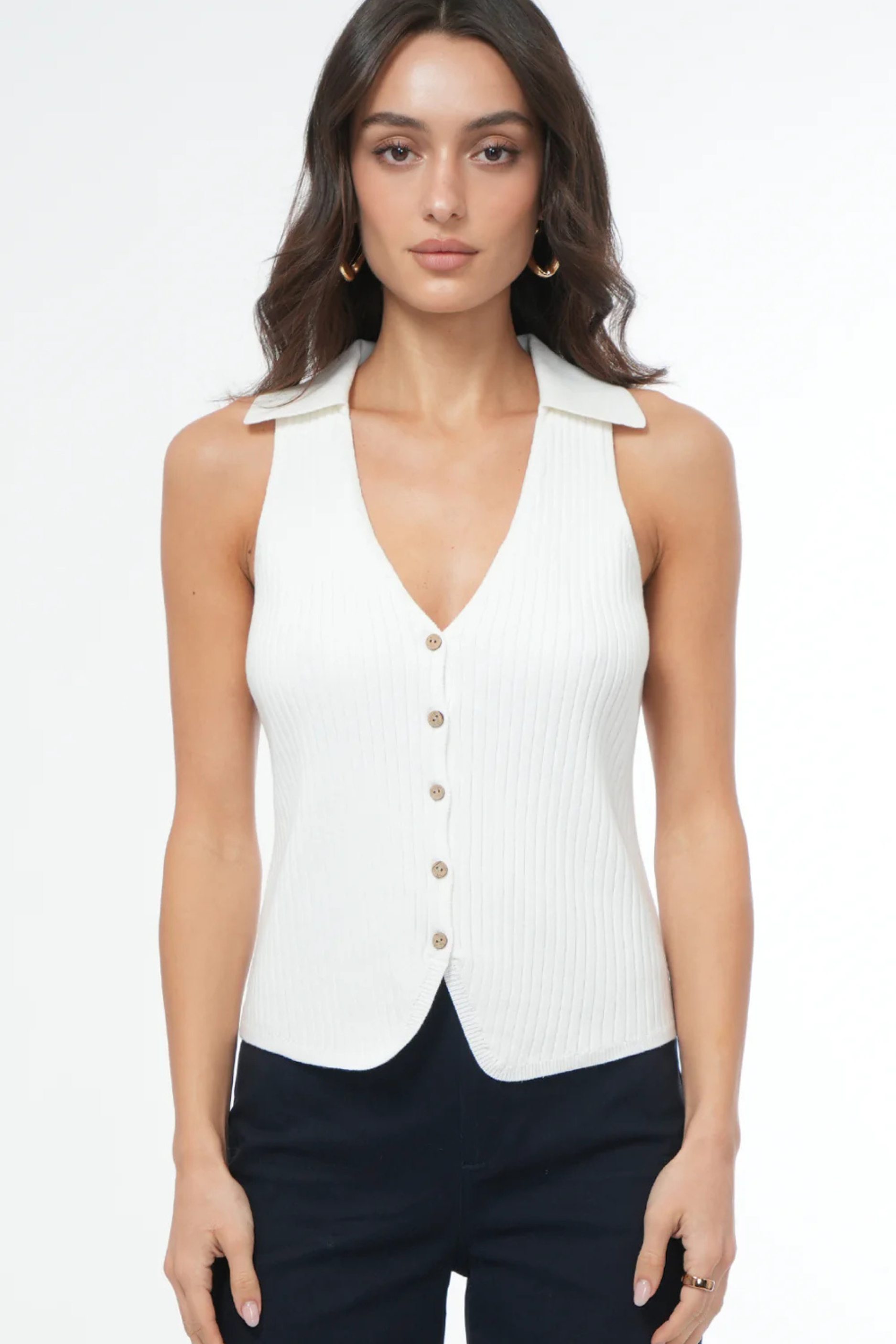 Tatiana Collared Knit Vest