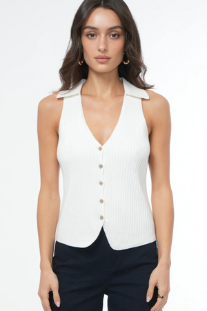 Tatiana Collared Knit Vest