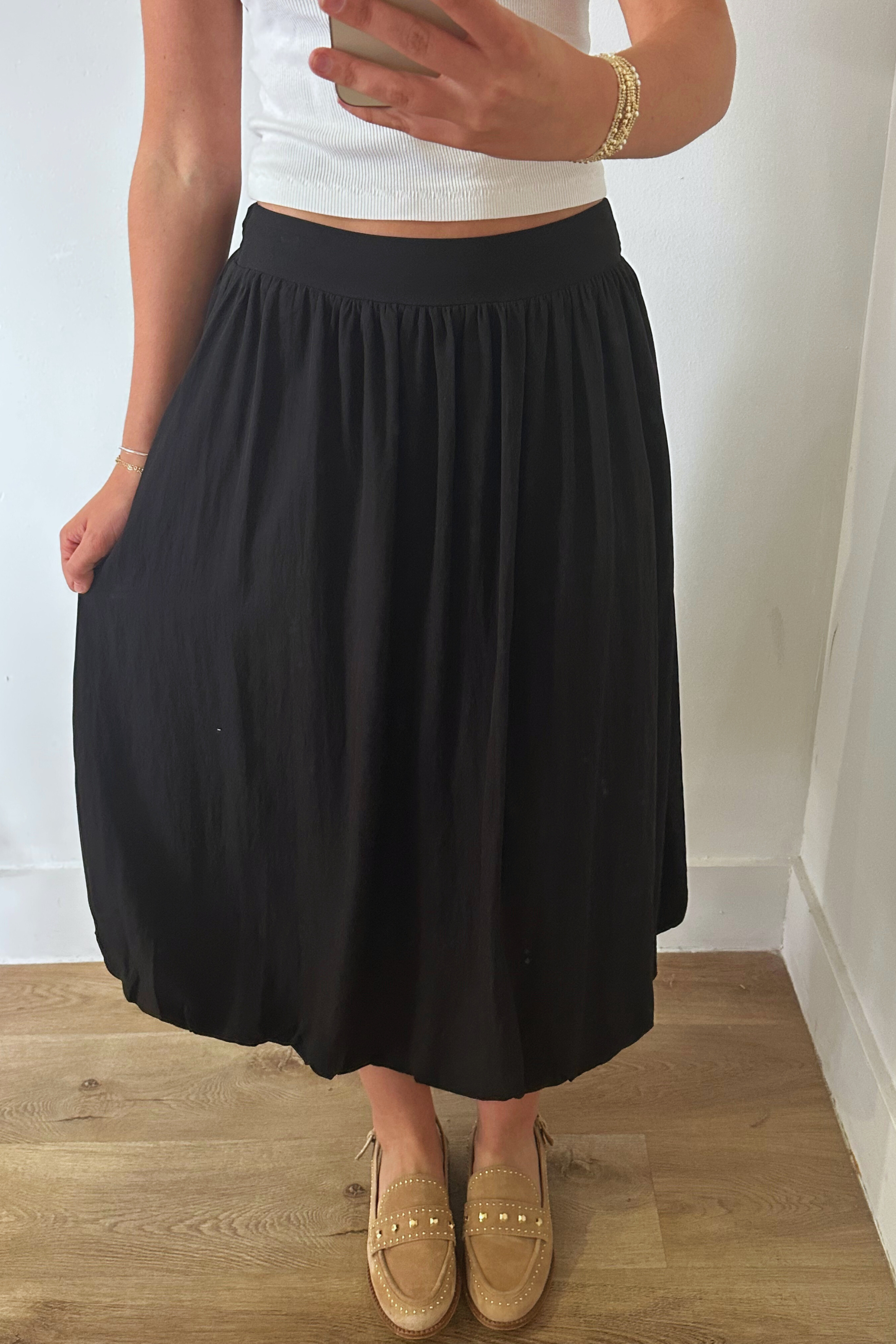 Bubble Midi Skirt - Black