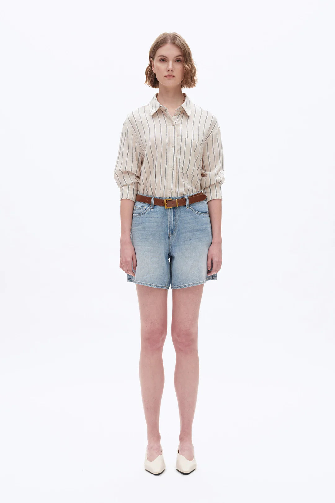 Mid Rise Denim Shorts - Light Blue