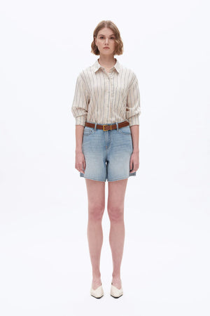 Mid Rise Denim Shorts - Light Blue