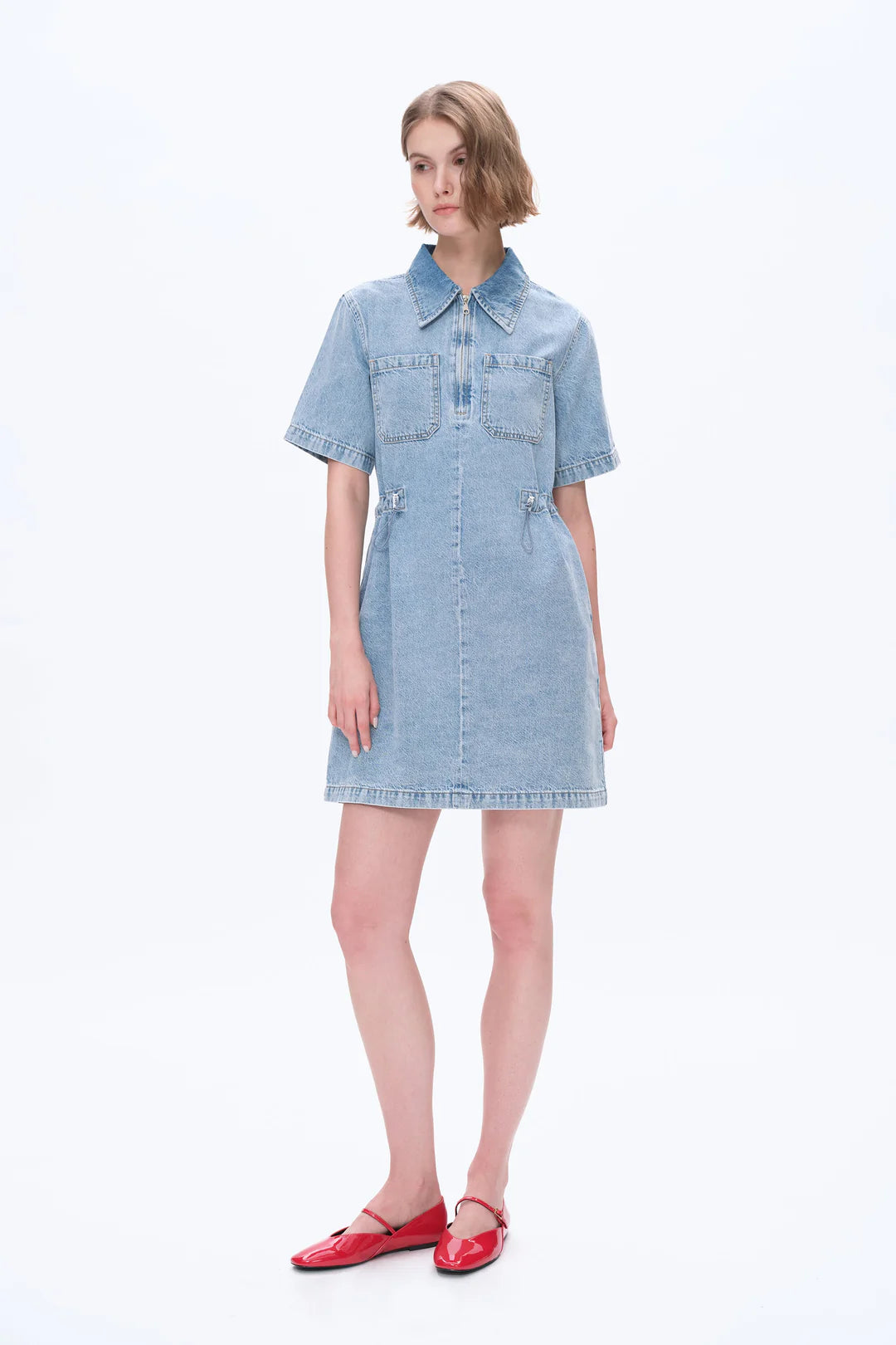 Denim Shirt Dress - Light Blue