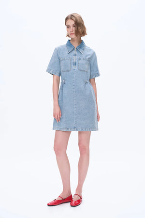 Denim Shirt Dress - Light Blue