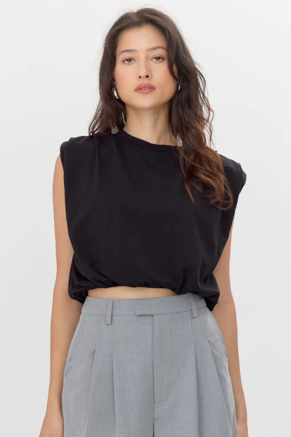 Alisa Jersey Bubble Top - Black