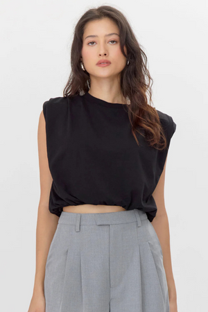 Alisa Jersey Bubble Top - Black