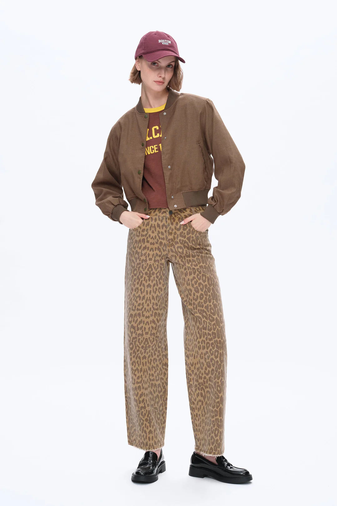 Mid Rise Leopard Jeans