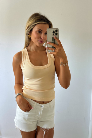 Nara Scoop Neck Tank Top - Meringue