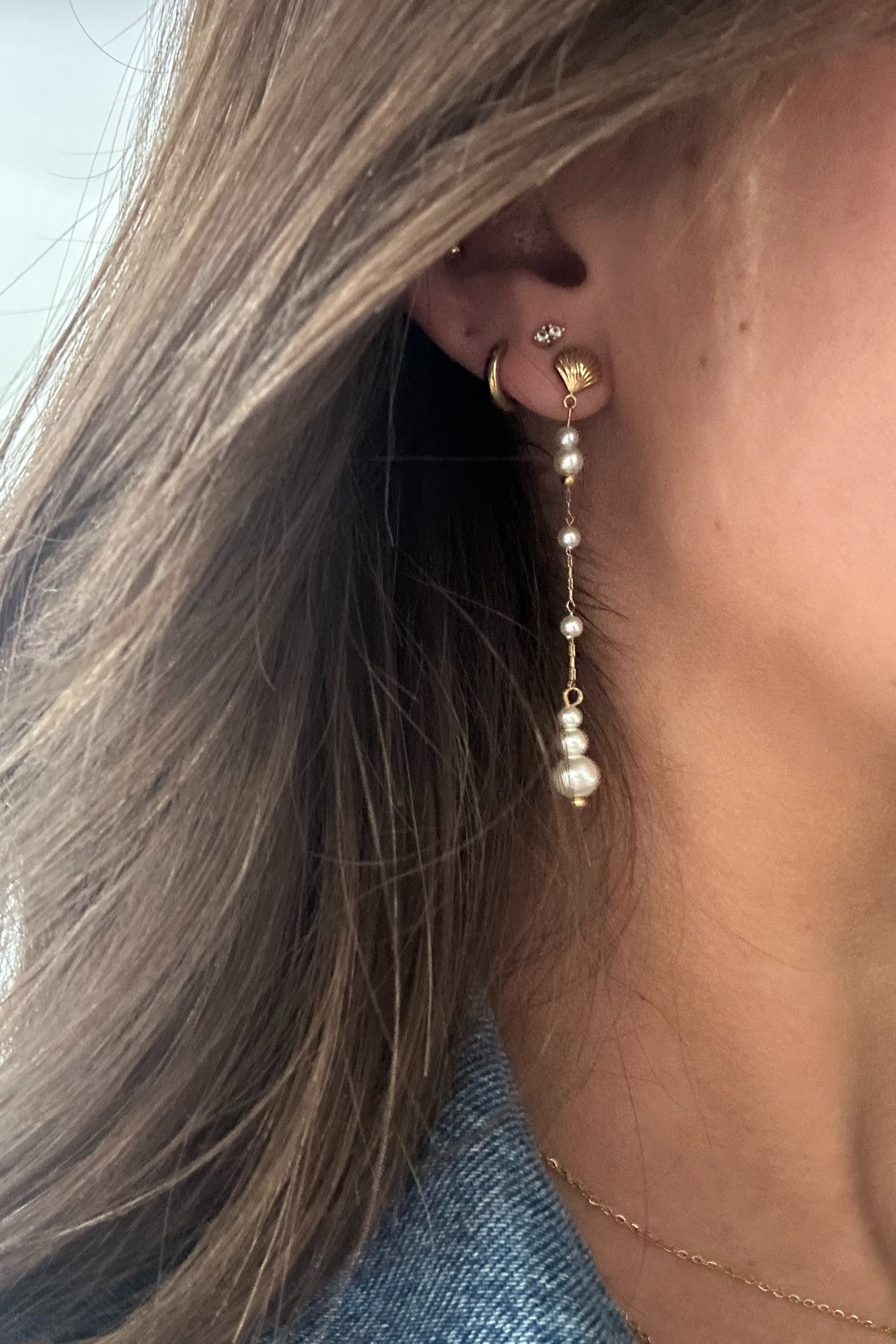 18K Shell Pearl Earrings