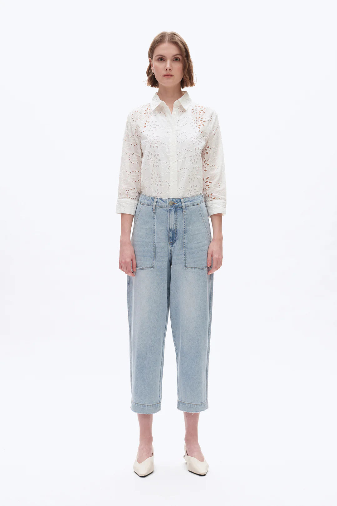 Super High Rise Barrel Denim Jeans - Light Blue