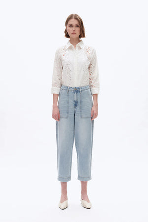Super High Rise Barrel Denim Jeans - Light Blue