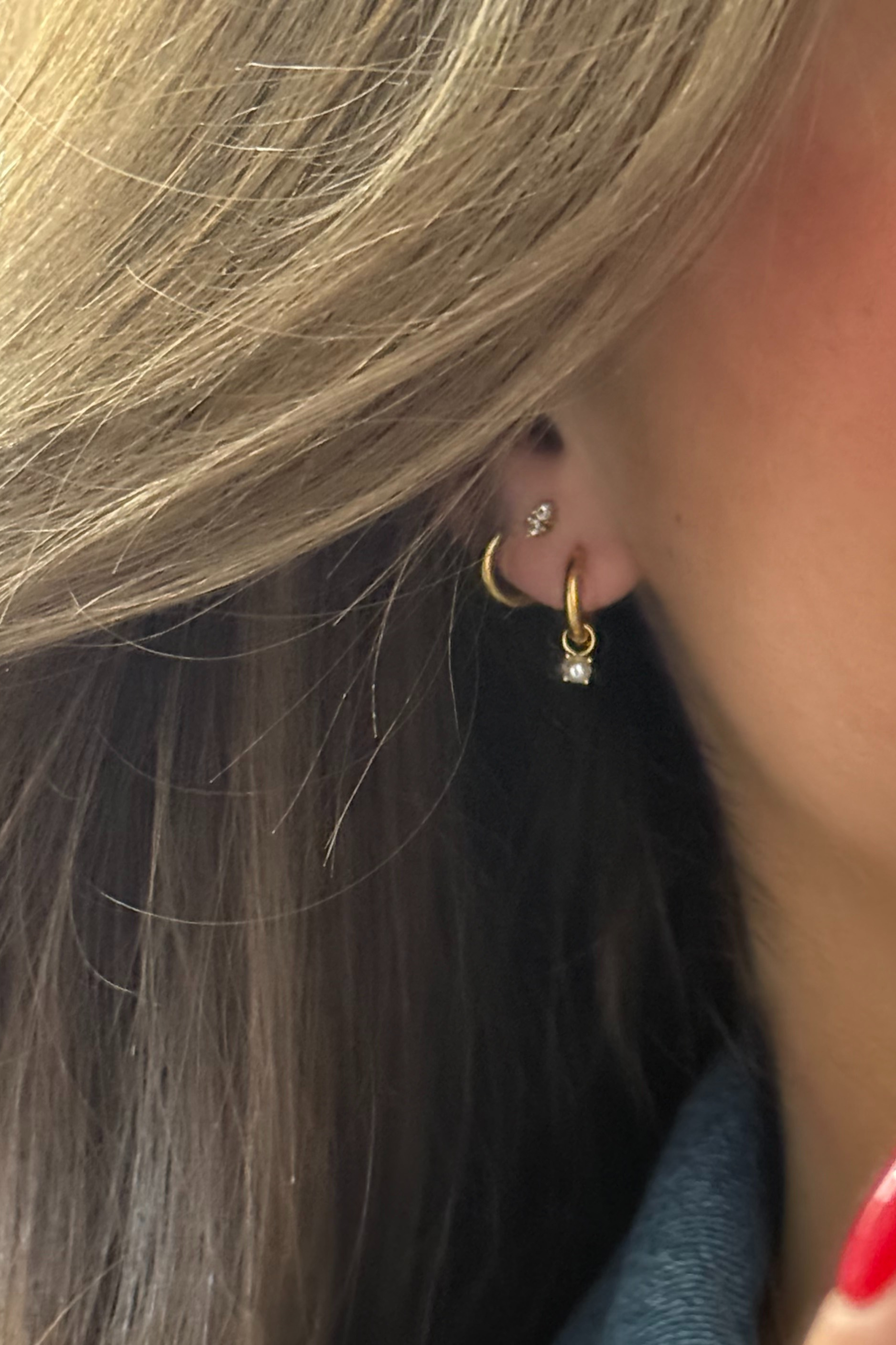 18K Stella Pearl Baby Hoop Earrings