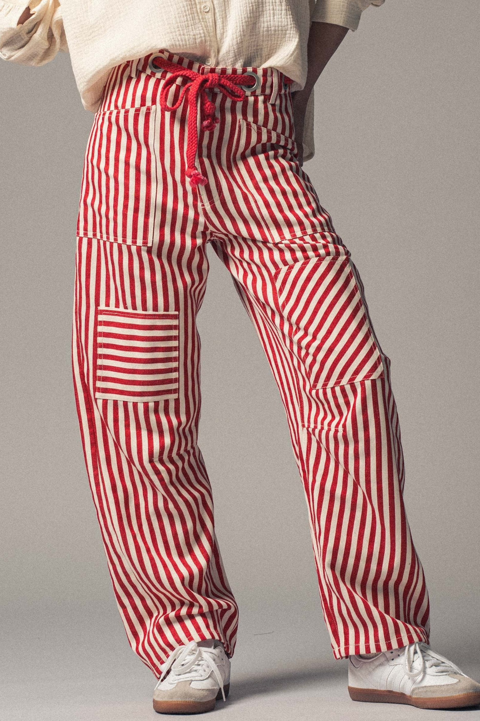 Worker Striped Pants - Red