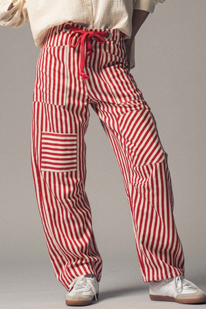 Worker Striped Pants - Red