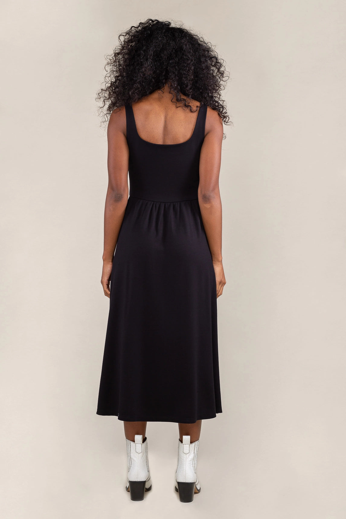 Basic Swing Midi Dress - Black