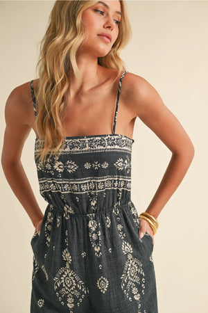 Camille Printed Smocked Jumpsuit