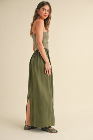 Madison Linen Ribbed Maxi Dress