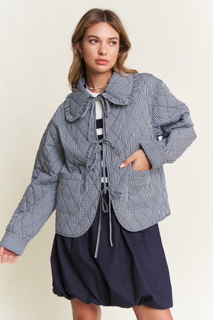 Quilted Gingham Jacket - Black